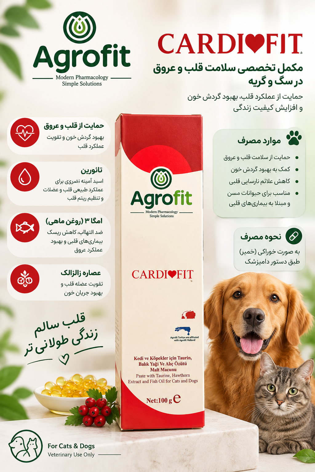 خمیر کاردیو فیت ( تائورین)آگروفیت گربه